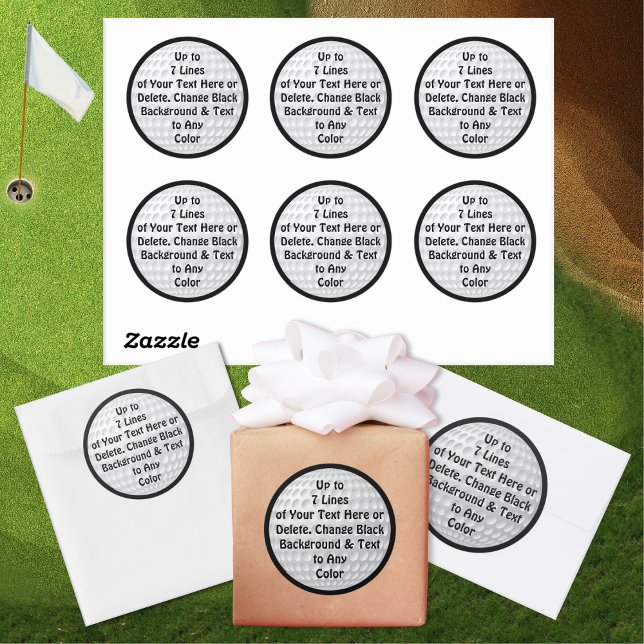 Adesivo Redondo Colchetes de Golfe Personalizados ou Excluir Texto (Decorate your golf favors, table, golf gift ideas. Personalized golf stickers. Golf decorations.)