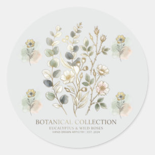 Adesivo Redondo Coleção Botânica Ethereal Gold & Sage