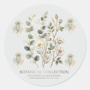 Adesivo Redondo Coleção Botânica Ethereal Gold & Sage