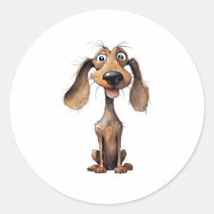 Adesivo Redondo Coleção de Artes de Cão Cachorro Bonito