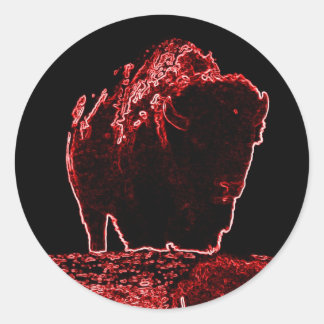 Adesivo Redondo Coleção de Buffalo Vermelho