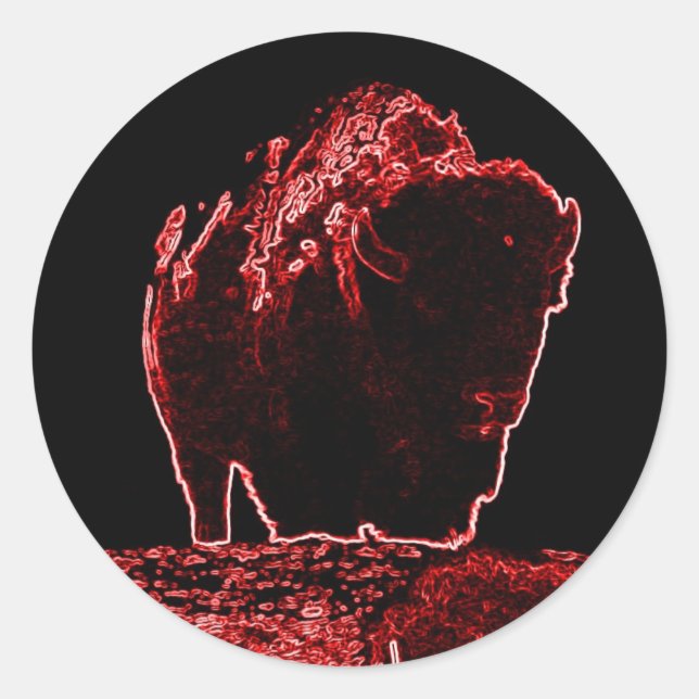 Adesivo Redondo Coleção de Buffalo Vermelho (Frente)