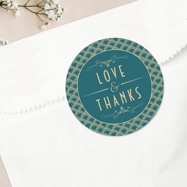 Adesivo Redondo Coleção de Casamentos Art Deco Gatsby, de 1920 (Criador carregado)