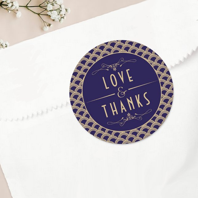 Adesivo Redondo Coleção de Casamentos Art Deco Gatsby, de 1920 (Criador carregado)