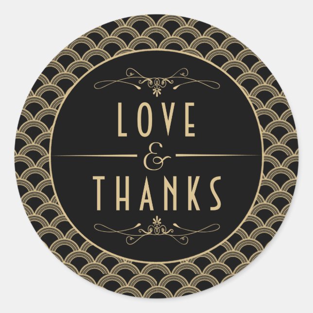 Adesivo Redondo Coleção de Casamentos Arte Deco de 1920 (Frente)