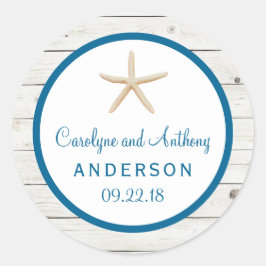 Adesivo Redondo Coleção de Casamentos de Madeira de Estaleiro Whit