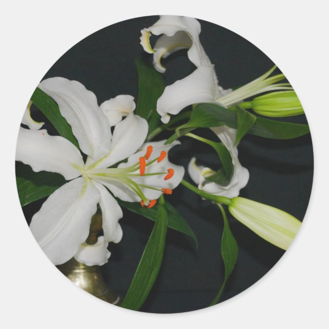 Adesivo Redondo Coleção de Design e Flores irlandesas (Frente)