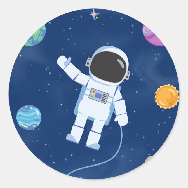 Adesivo Redondo Coleção de Festas de Espaço! (Frente)