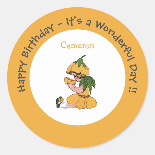 Adesivo Redondo Coleção de Flower Whimsic Child (Frente)