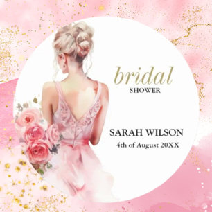 Adesivo Redondo Coleção de Palhaços de Casamento por Aquarela com 