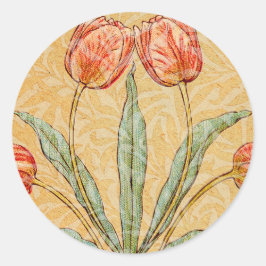 Adesivo Redondo Coleção de Pinturas Tulipa Morris Vintage