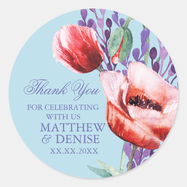 Adesivo Redondo Coleção de Poppy com Açúcar Azul Arroado C (Frente)