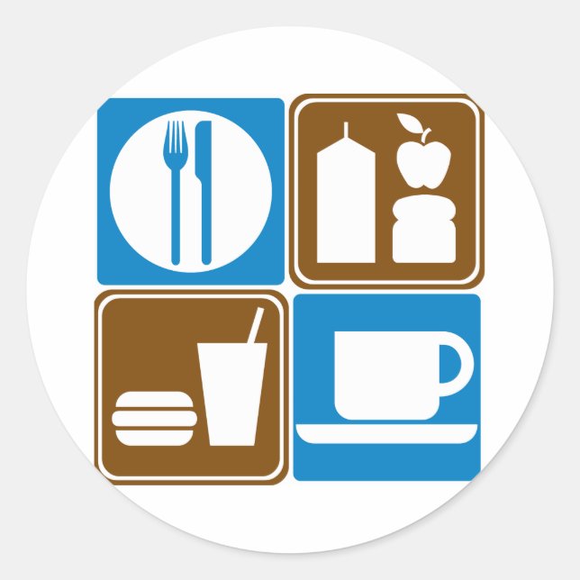 Adesivo Redondo Coleção de Sinais de Estrada do Comida Services (Frente)