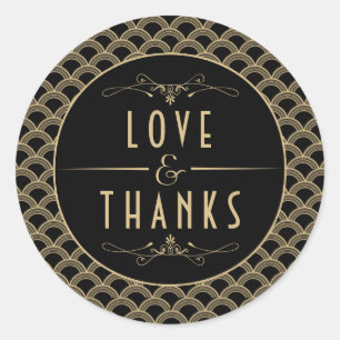 Adesivo Redondo Coleção do casamento de Gatsby do art deco dos