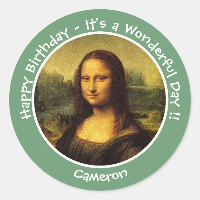 Adesivo Redondo Coleção do Partido Leonardo da Vinci Mona Lisa (Frente)
