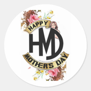Adesivo Redondo Coleção HMD do Dia das Mães   Floral Typo