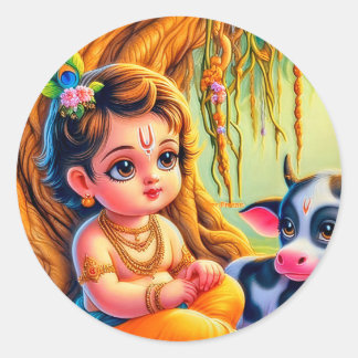 Adesivo Redondo Coleção Little Krishna Sticker