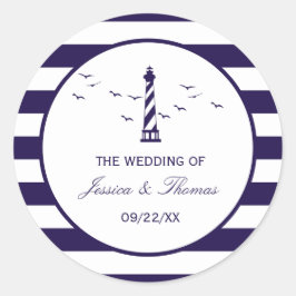 Adesivo Redondo Coleção Náutica De Casamentos De Faróis