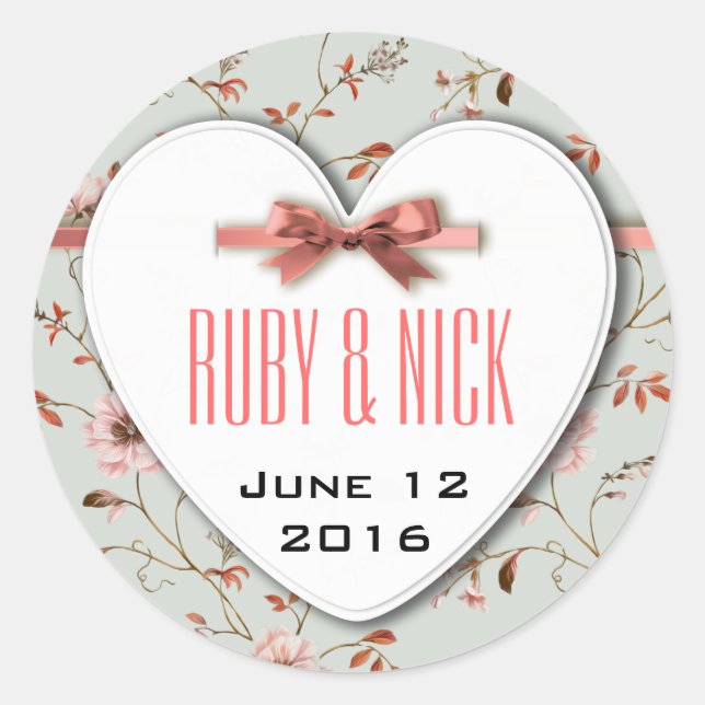 Adesivo Redondo Coleção RomanticCharm Vintage Floral Wedding (Frente)