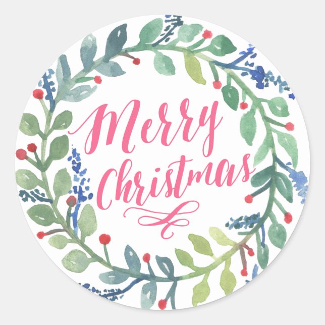 Adesivo Redondo Coleção Wreath de Aquarela (Frente)