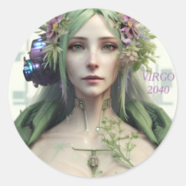 Adesivo Redondo Coleção Zodiótica Virgo Futurística