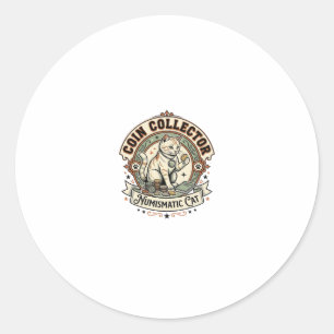 Adesivo Redondo Colecionador de Moedas Numismática Gato Colecionad