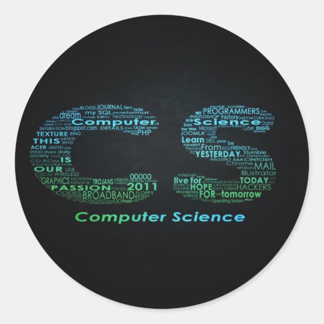Adesivo Redondo Coleções do Computer Science Sticker (Frente)