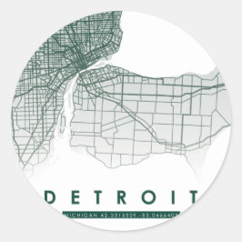 Adesivo Redondo Coleta de Mapa Detroit