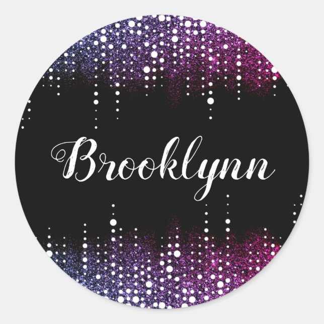 Adesivo Redondo Coleta Largura Chuva Rain Sequins Roxos Espelho Pr (Frente)