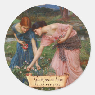 Adesivo Redondo "Coletar Ye Rosebuds" Pré-Raphaelite