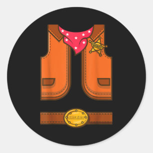 Adesivo Redondo Colete de Cowboy Simpático Xerife Ocidental Hallow