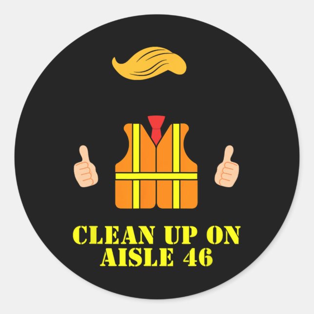 Adesivo Redondo Colete De Segurança Do Homem De Trump Limpo No Ais (Frente)