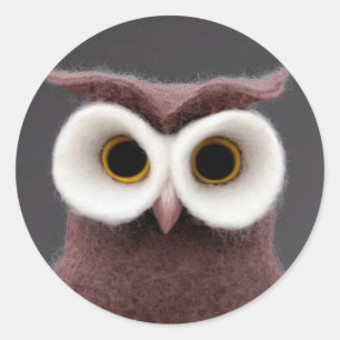 Adesivo Redondo Coletor clássico de felt Owl