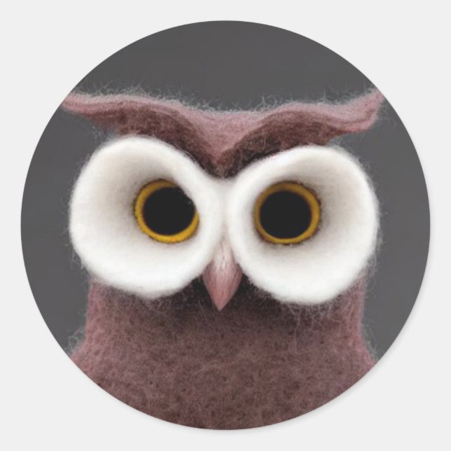 Adesivo Redondo Coletor clássico de felt Owl (Frente)