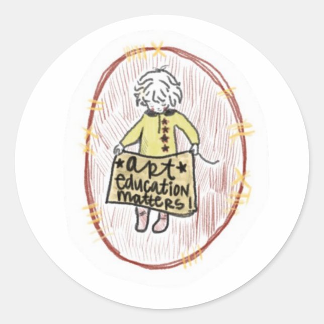 Adesivo Redondo Coletor de assuntos educativos de arte (Frente)
