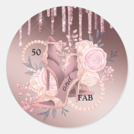 Adesivo Redondo Coletor De Colírio Dourado Com 50 E Rosa Fabuloso