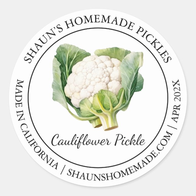 Adesivo Redondo Coletor de Couve-flor Rótulo moderno (Frente)