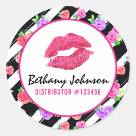 Adesivo Redondo Coletor de Embalagens de Glipagem Rosa de Glipagem