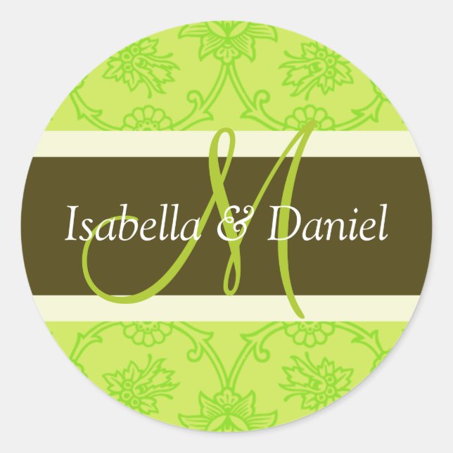 Adesivo Redondo Coletor de Envelope Monograma com Letra M (Frente)