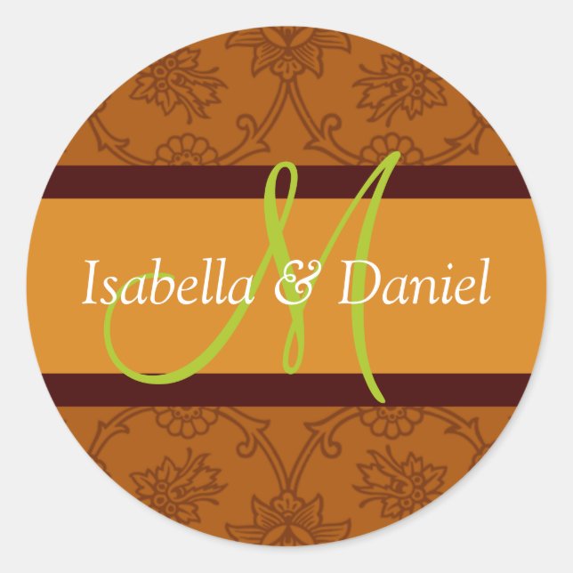 Adesivo Redondo Coletor de Envelope Monograma com Letra M (Frente)