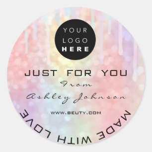 Adesivo Redondo Coletor de logotipo do Obrigado com brilho - Unida