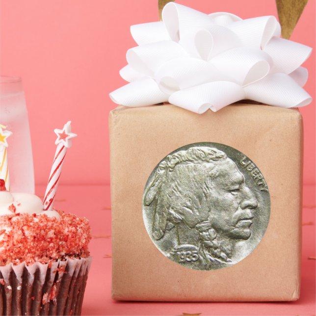 Adesivo Redondo Coletor de Moedas da Vintage Níquel Silver Chefe d (Festa)