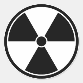 Adesivo Redondo Coletor de Símbolos de Radiação Preta e Branca