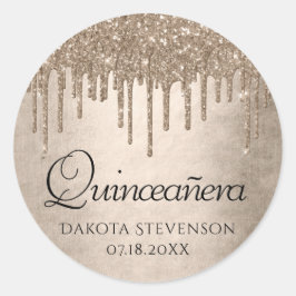 Adesivo Redondo Coletor de Taupe | Champagne Quinceanera