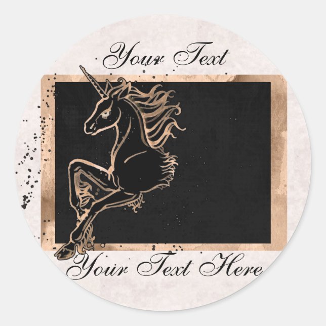 Adesivo Redondo Coletor de Unicórnio Preto (Frente)