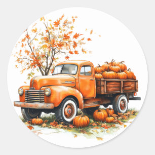 Adesivo Redondo Colheita de Abóbora de outono