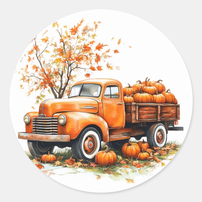Adesivo Redondo Colheita de Abóbora de outono (Frente)