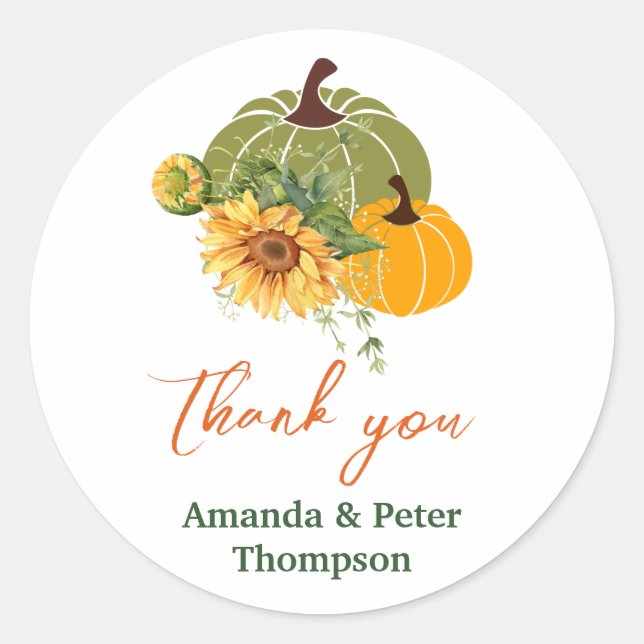 Adesivo Redondo Colheita De Pequeno Pumpkin Bonito Chá de fraldas  (Frente)