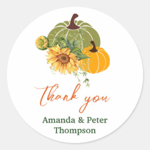 Adesivo Redondo Colheita De Pequeno Pumpkin Bonito Chá de fraldas