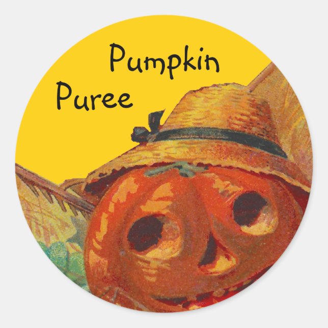 Adesivo Redondo Colheita de Pumpkin Sticker Home Canning Jar Circ (Frente)